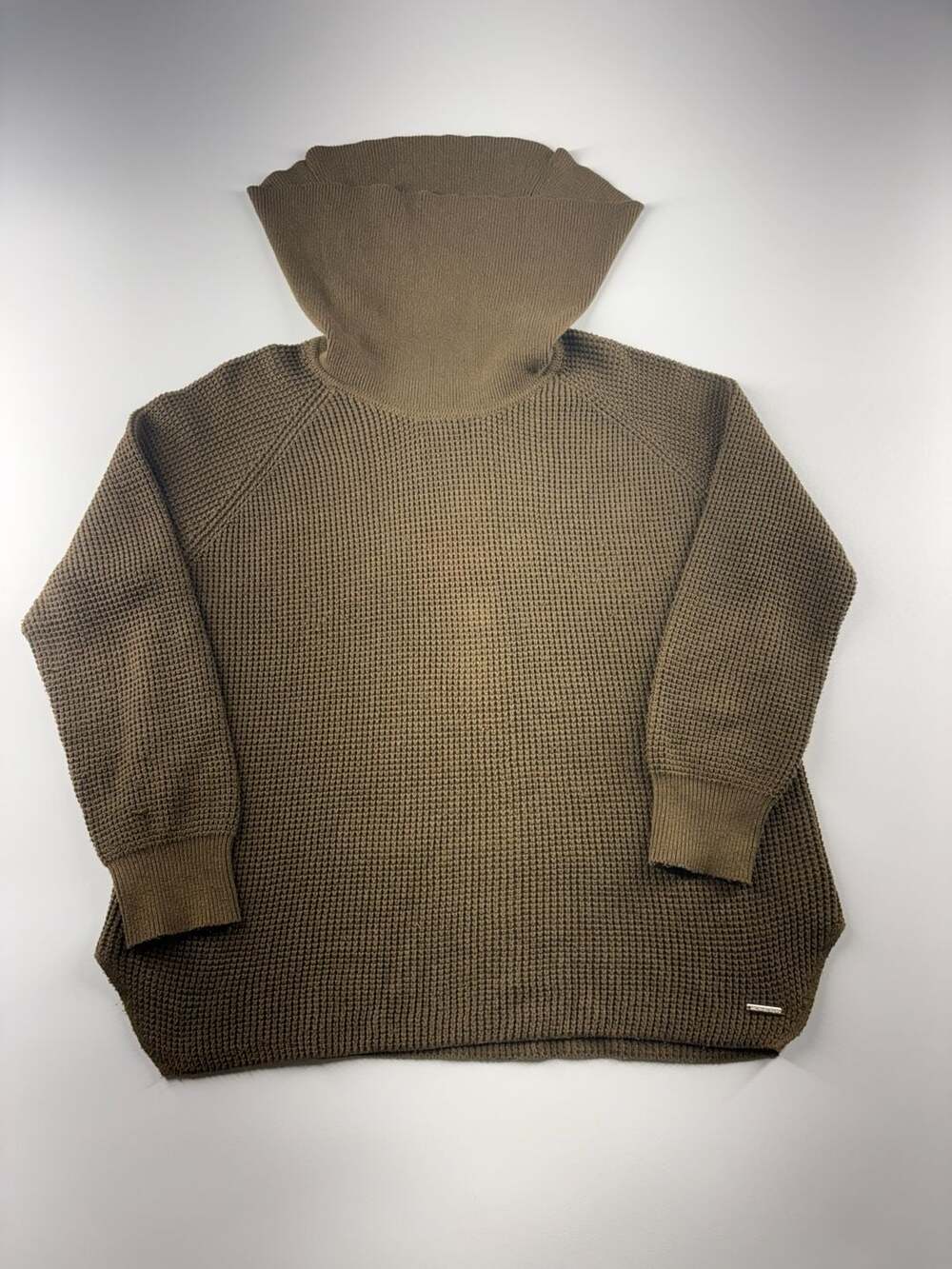 Michael Kors Women's Brown Waffle Knit Turtleneck Pullover Sweater XL